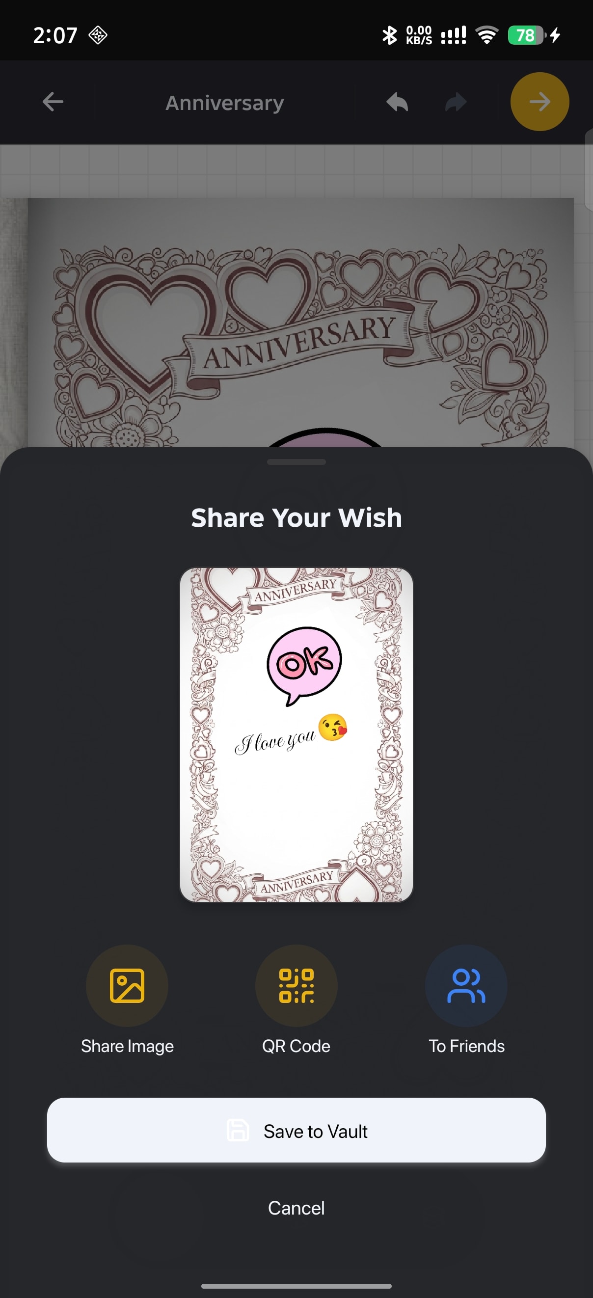 Share screen in Wishes
